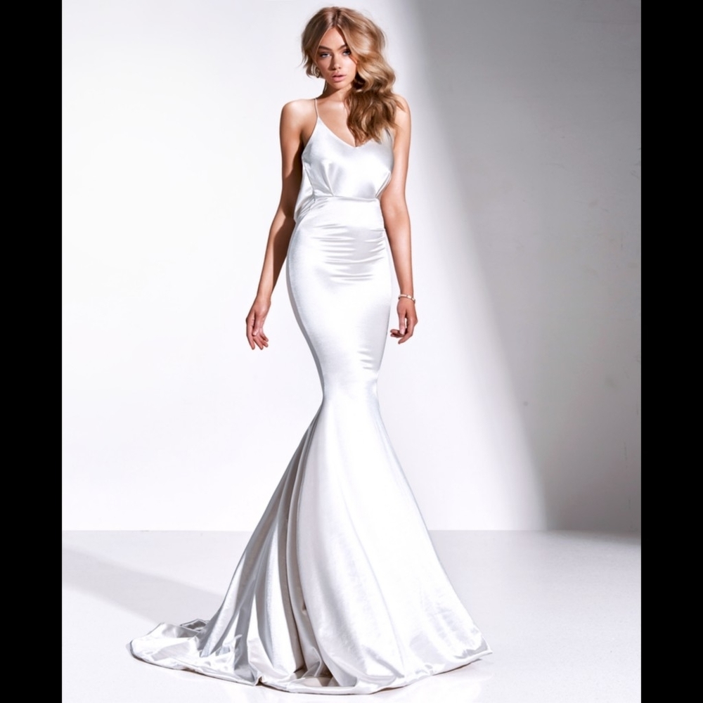 ISO Gemeli Power Barthelemy gown in White satin